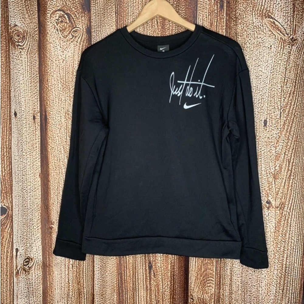Nike Therma-Fit Womens White/ Black XS Logo Graphic Crewneck Sz L